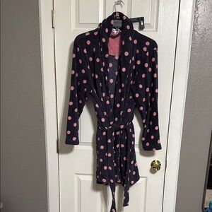 Polka Dot Women's Robe - Black and Pink